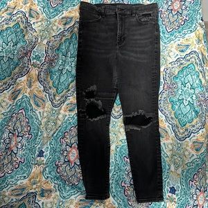 American Eagle, high rise, size 12, black ripped jeans